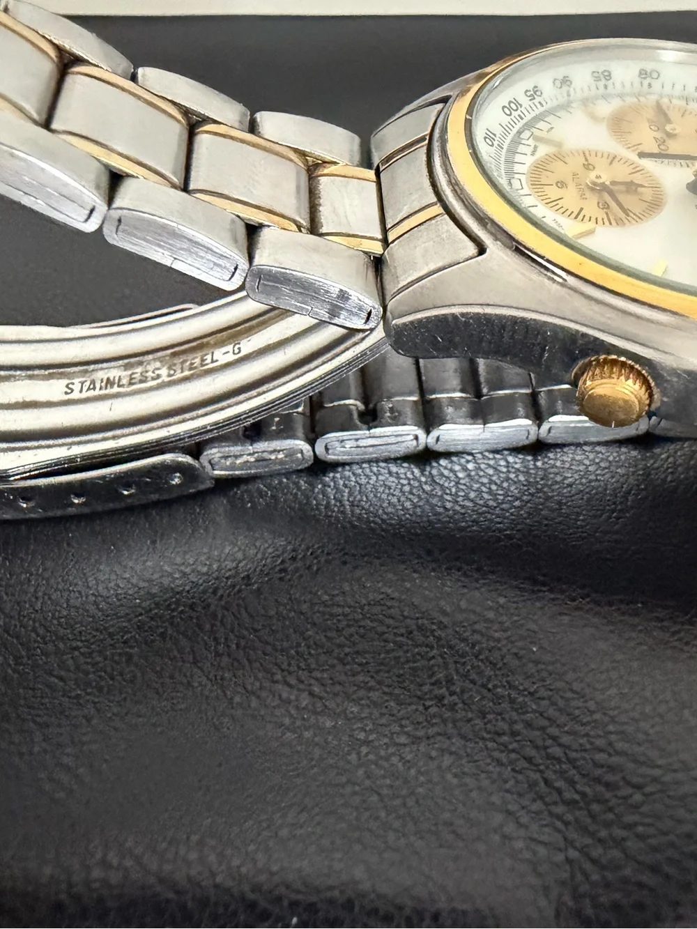 NEAR MINT Seiko Gold Panda 7T32-7C60 Alarm Chronograph Two Tone 1996 WORKING